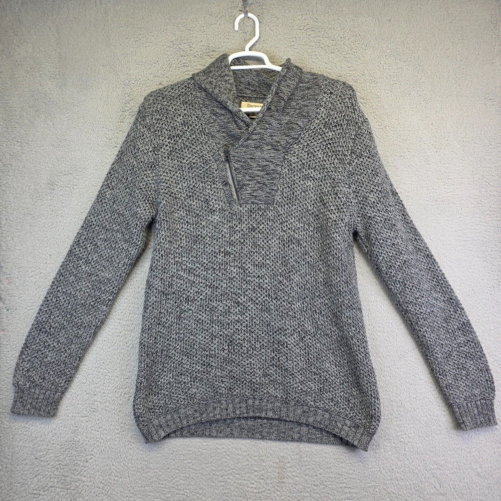 Decree Sweater Mens‎ 2XL Shawl Collar Zip Up Chunky Open Knit Preppy Heavy Y2K